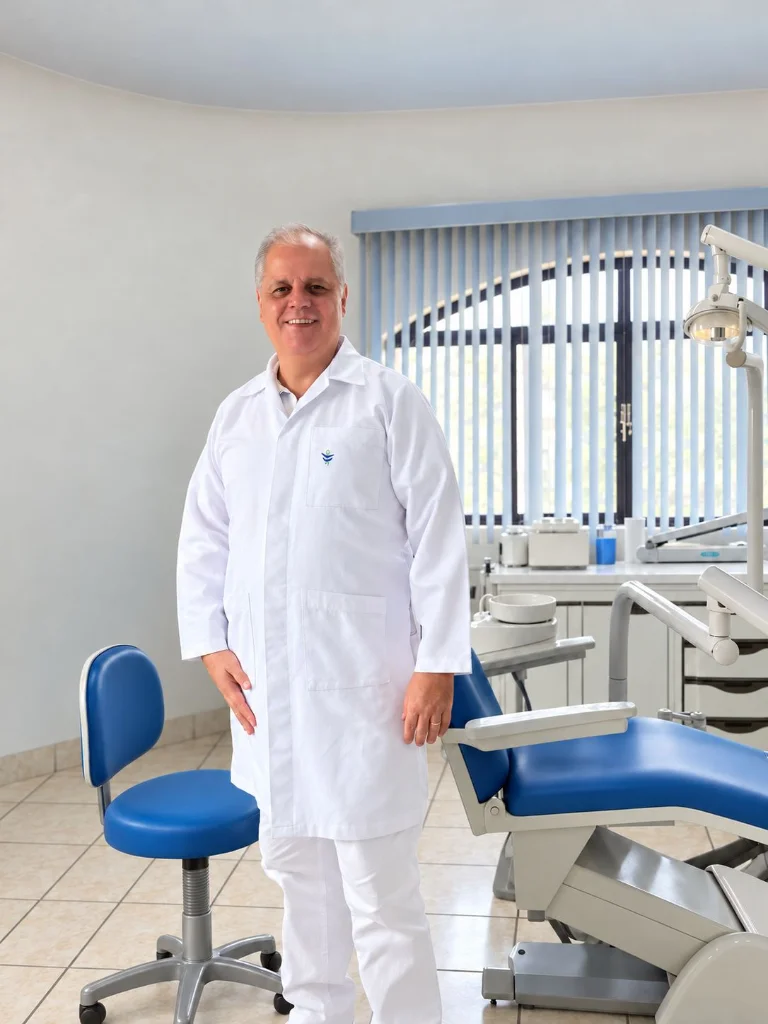 Dr. Luciano Alves Freire, Cirurgião-Dentista fotografado no consultório em Passos MG